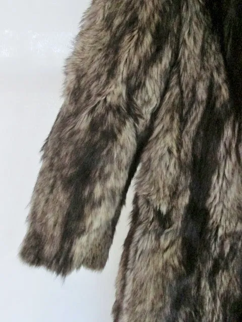 Vintage Womens Handmade Genuine RACCOON Fur Coat Jacket Parka TAN BEIGE BLACK