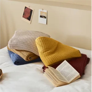 Waffle Knitted Throw Blanket