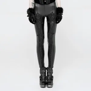 Women's Goth Punk Lace Inset Leggings