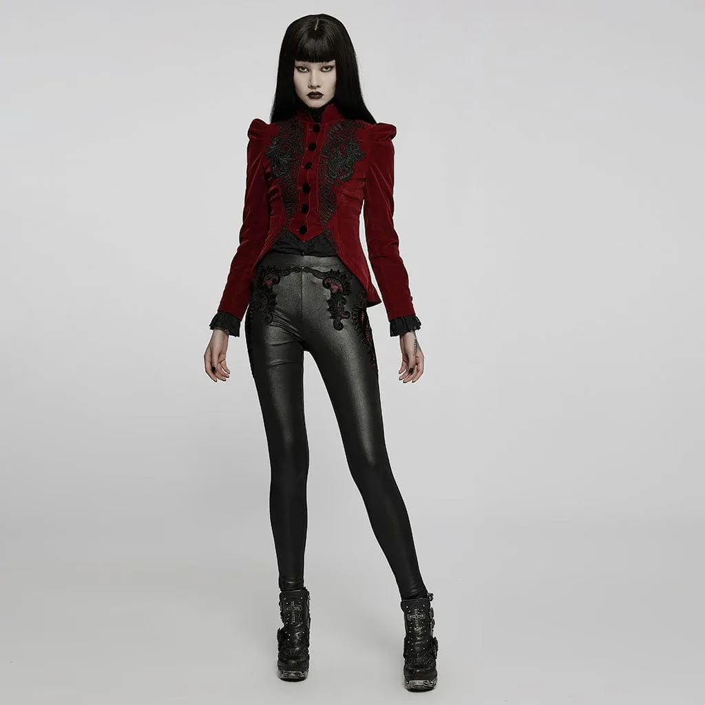 Women's Gothic Applique Faux Leather Leggings