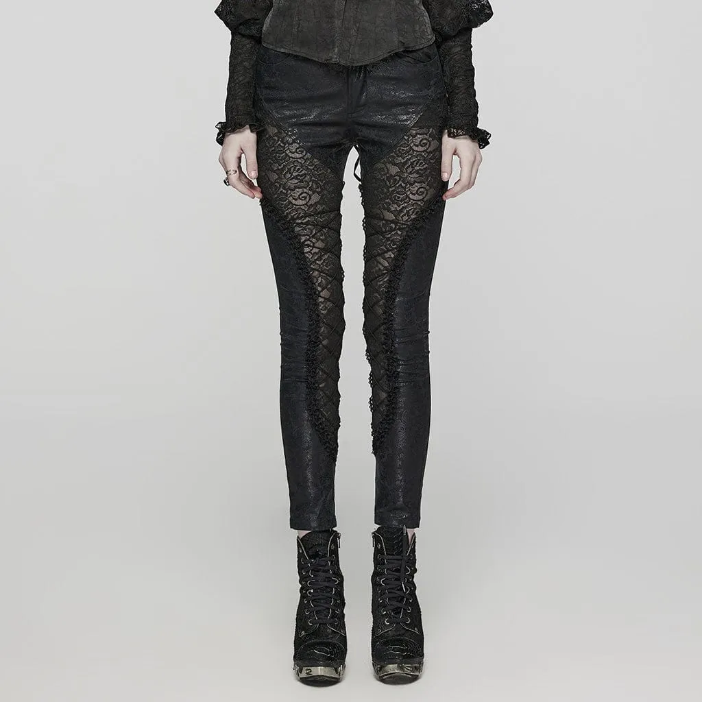 Women's Gothic Lace Lace-Up Leggings