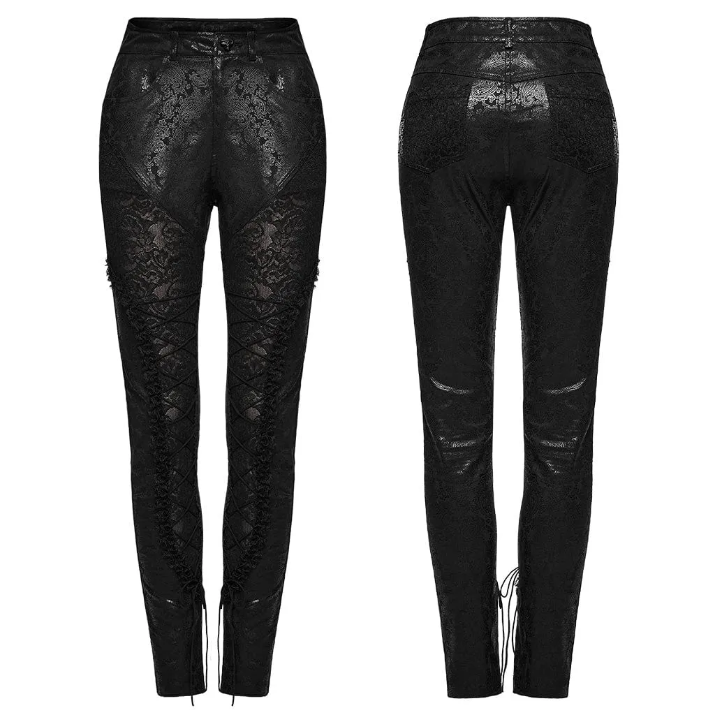 Women's Gothic Lace Lace-Up Leggings