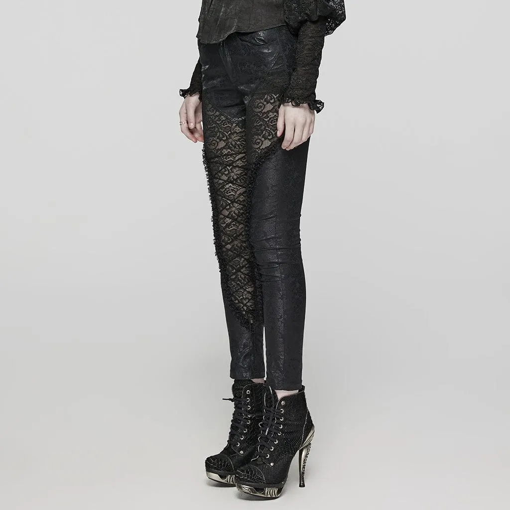 Women's Gothic Lace Lace-Up Leggings