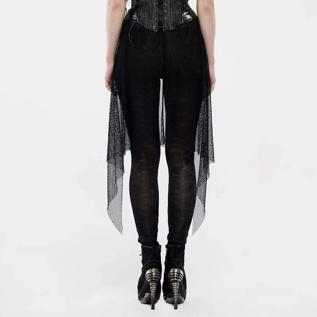 Women's Gothic Ripped Leggings With Overskirts