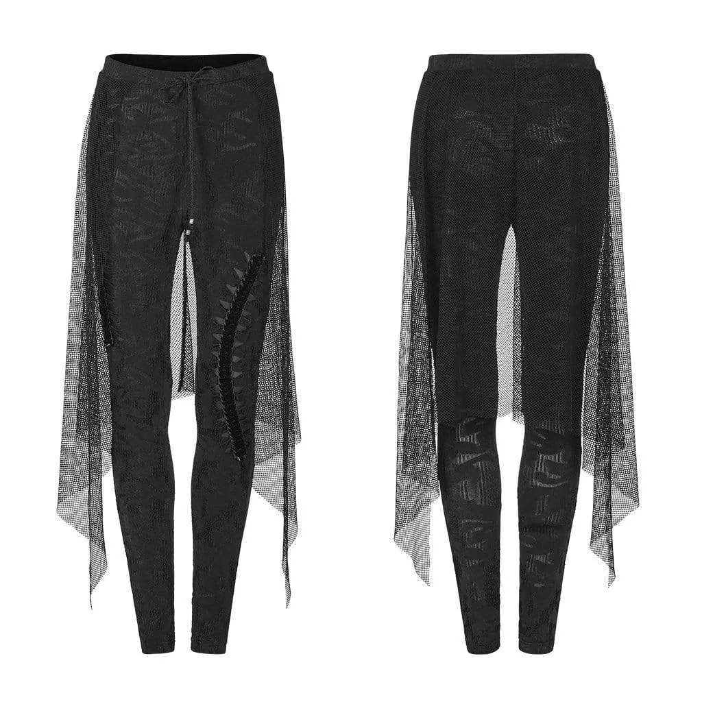 Women's Gothic Ripped Leggings With Overskirts