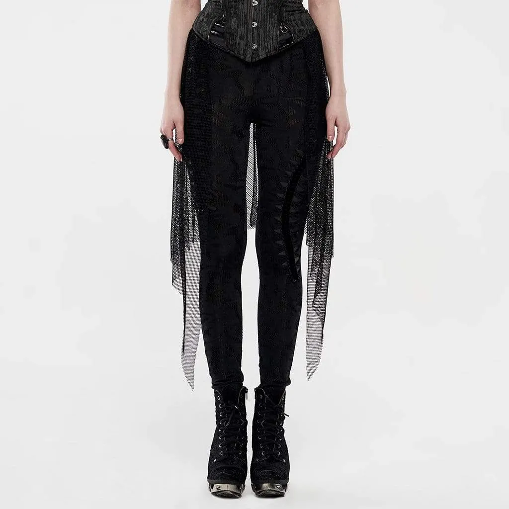 Women's Gothic Ripped Leggings With Overskirts