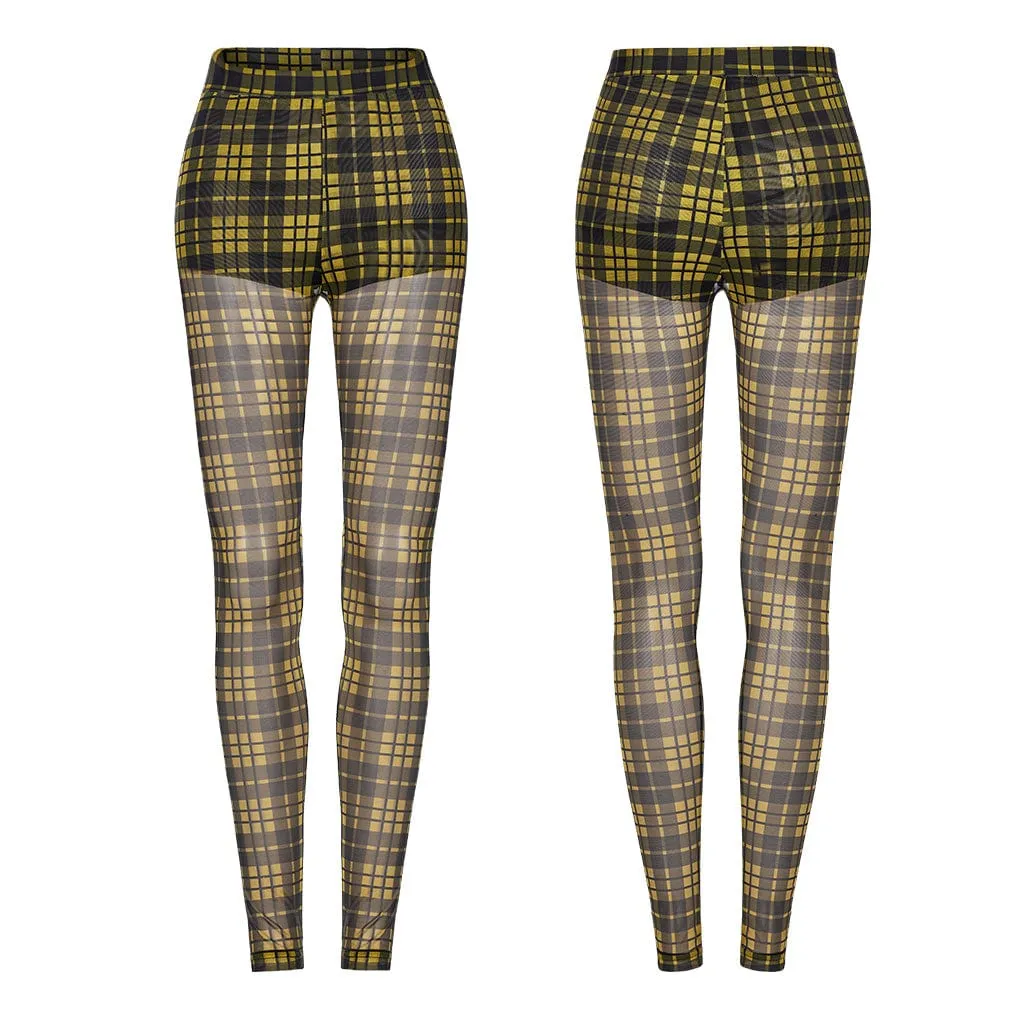 Women's Grunge Sheer Plaid Leggings