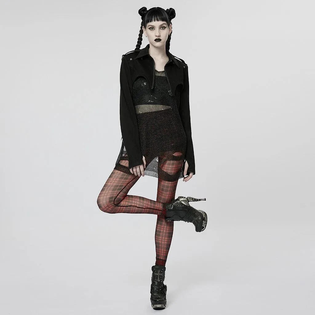 Women's Grunge Sheer Plaid Leggings