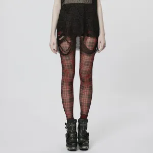 Women's Grunge Sheer Plaid Leggings