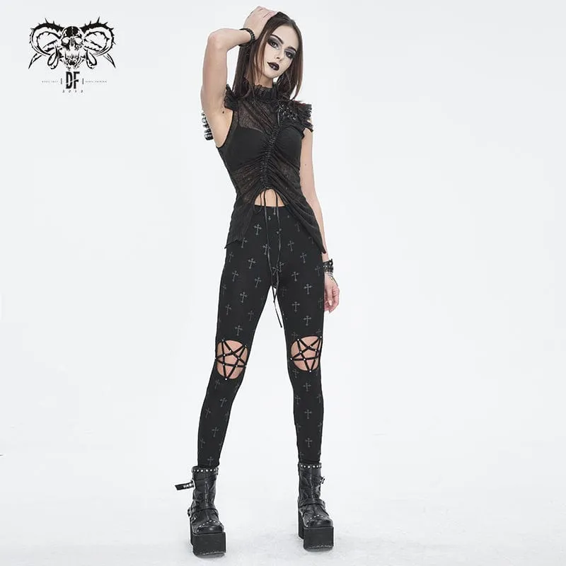 Women's Punk Cutout Spaghetti Straps Leggings